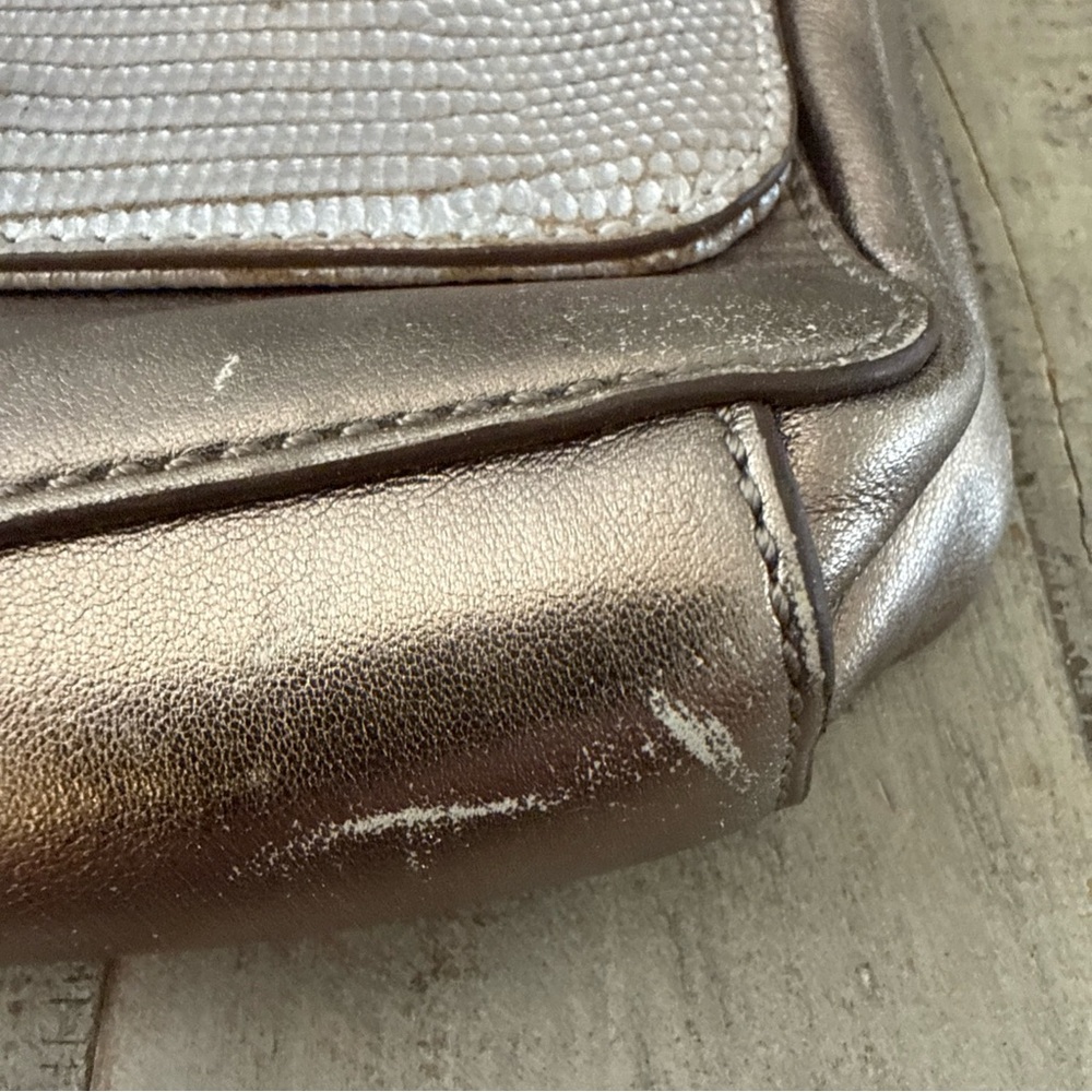 Tahari Metallic Silver Shoulder Bag chain accents - Picture 9 of 10